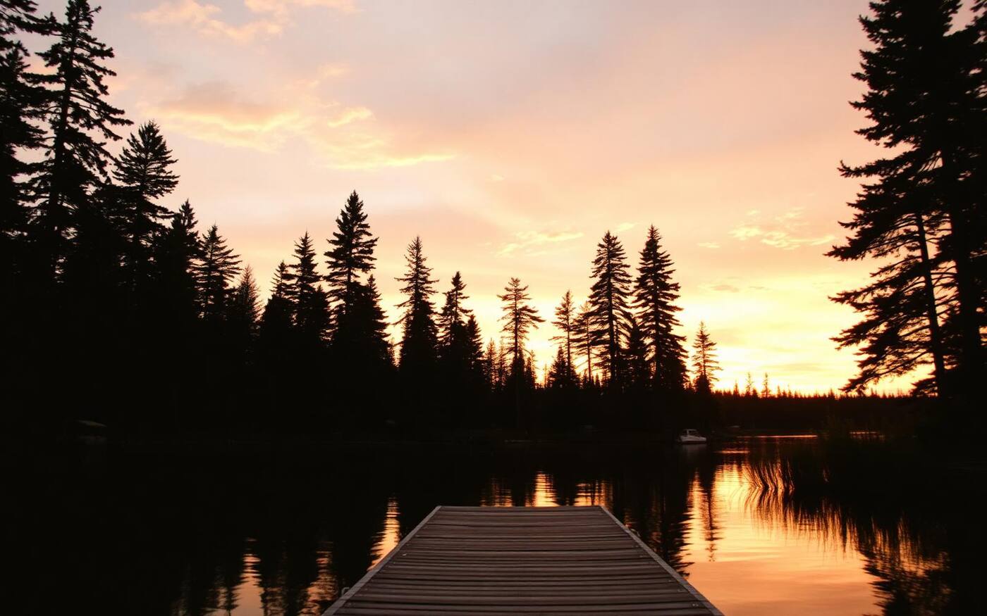 Muskoka lakefront at sunset